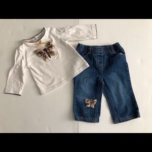 Baby Girl Young Hearts Jeans Outfit 6-9 months